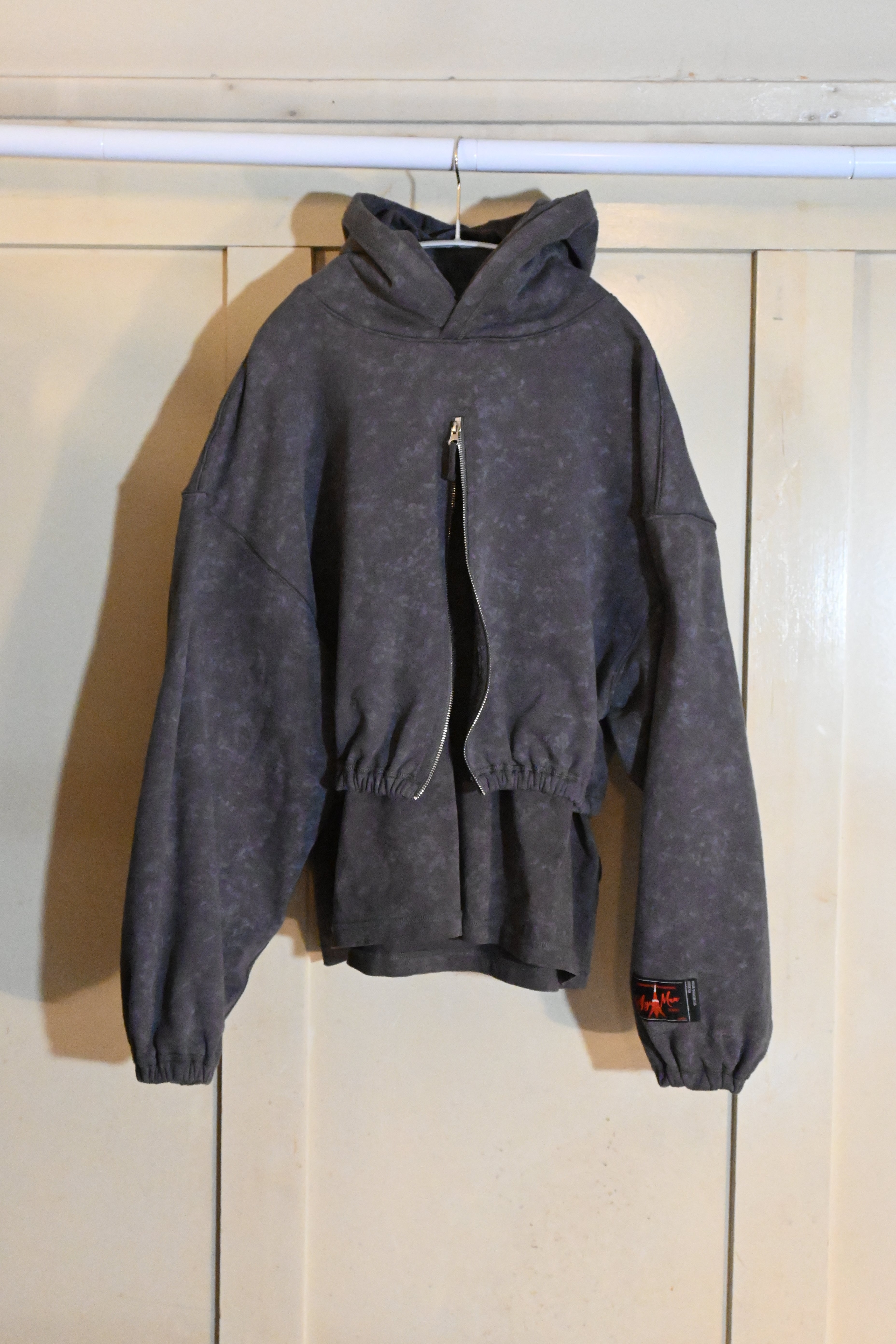 SYUMAN Grey Blue Zip Hoodie – Japanese Designer Streetwear (Size 2)