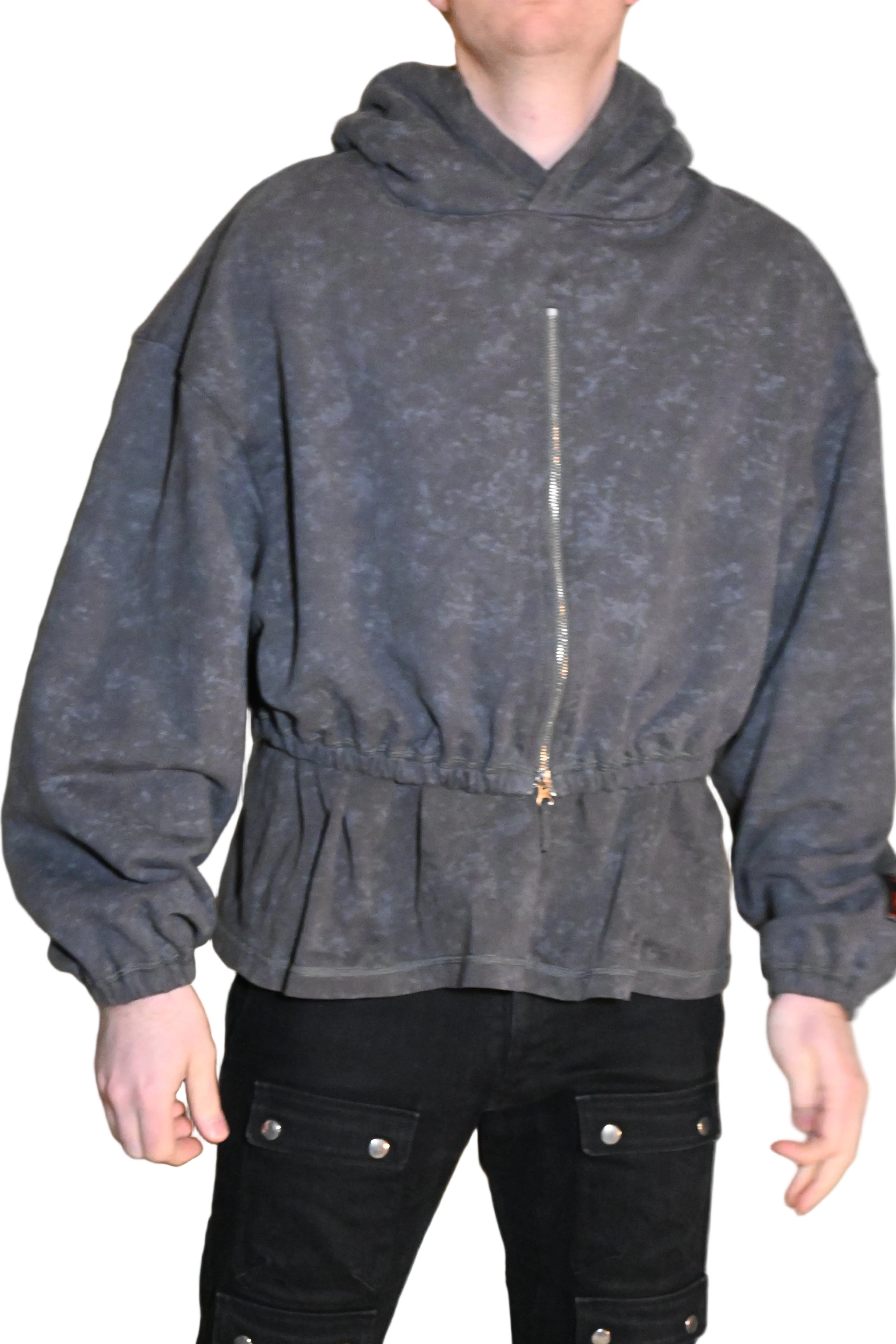 SYUMAN Grey Blue Zip Hoodie – Japanese Designer Streetwear (Size 2)