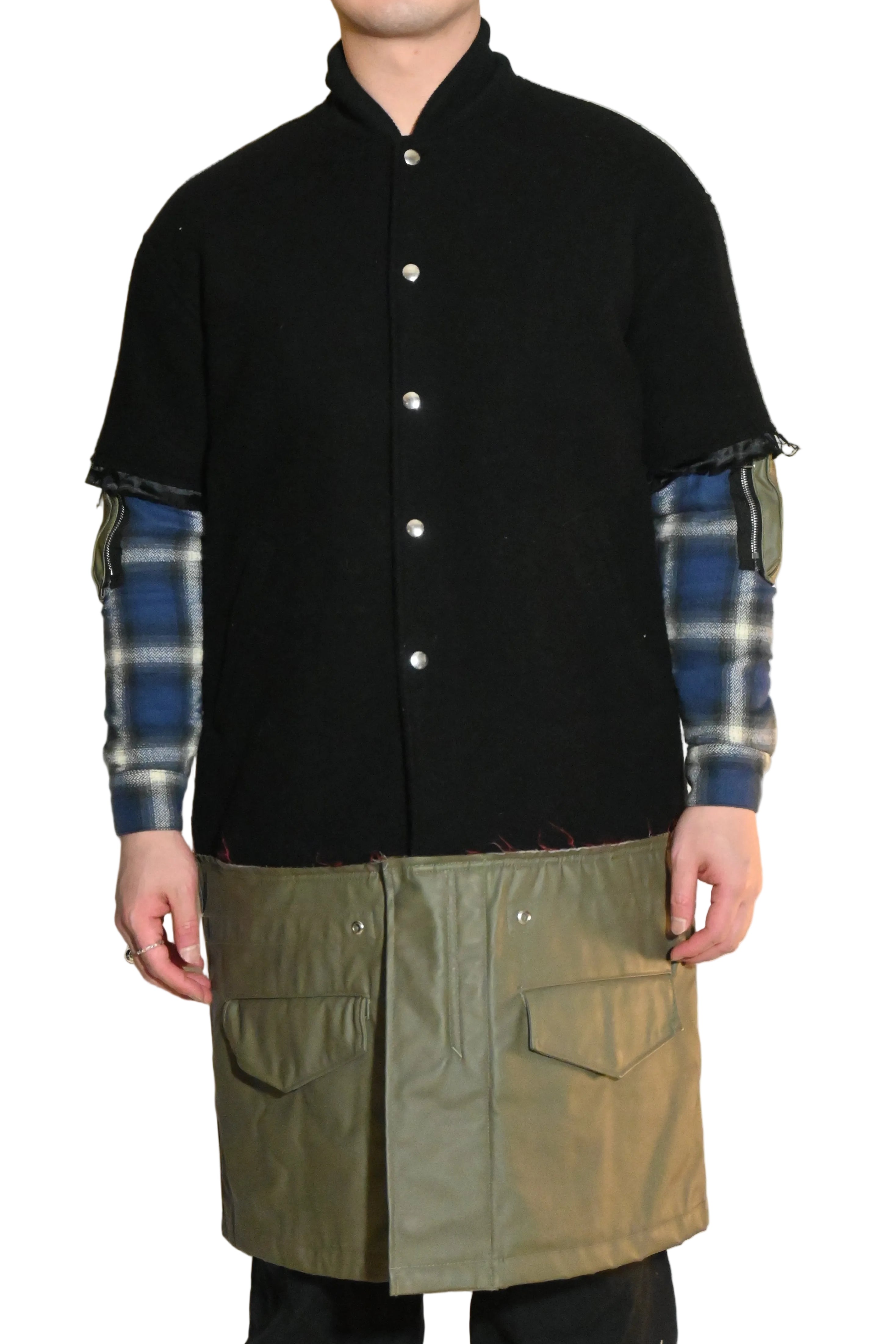 Noiscraft Patchwork Wool Coat – Made in Japan (Size M)
