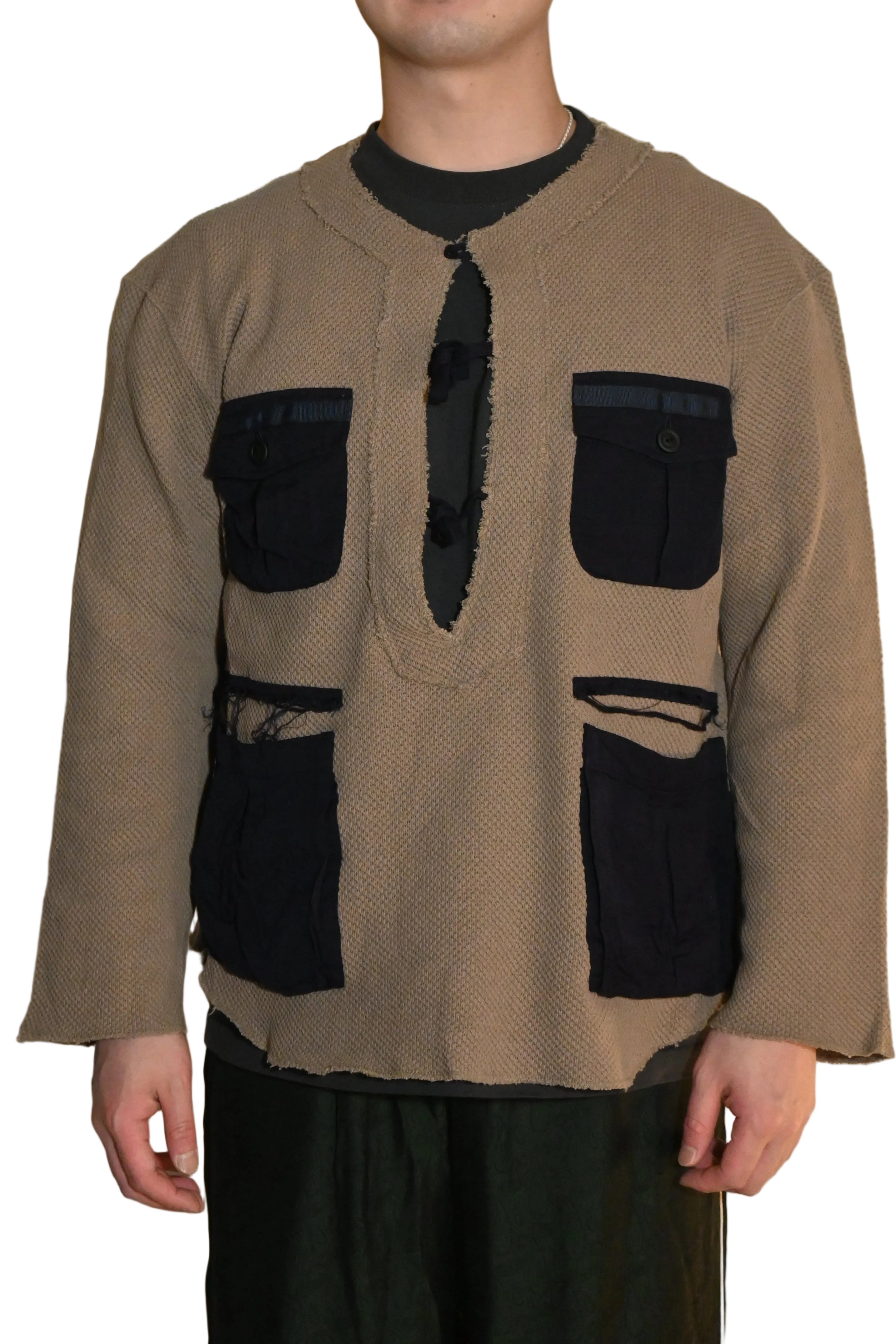AZUMA Front-Open Cutsew Top – Beige (Size 1)