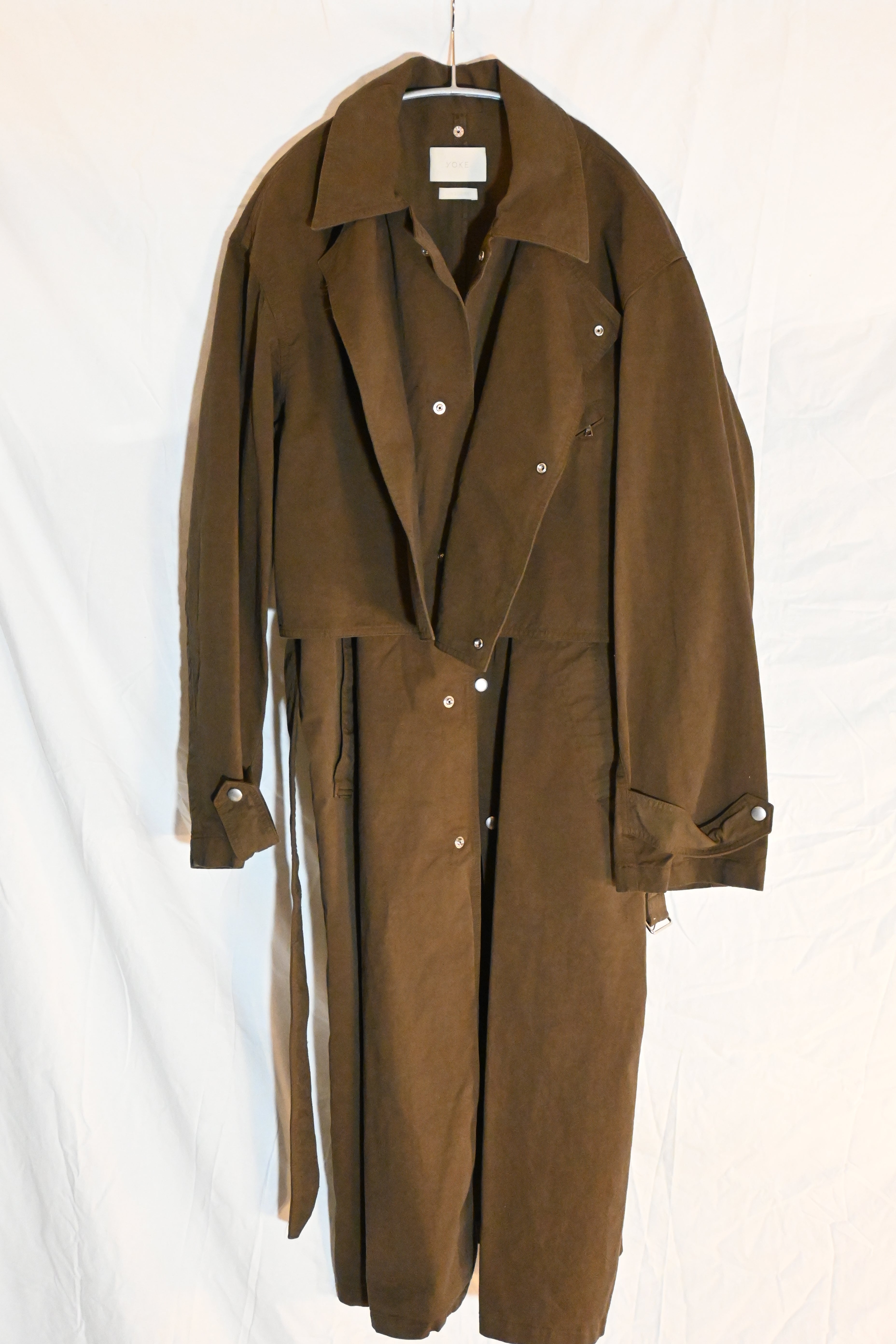 YOKE Military Coat – Brown Cotton Long Coat (Size 3)