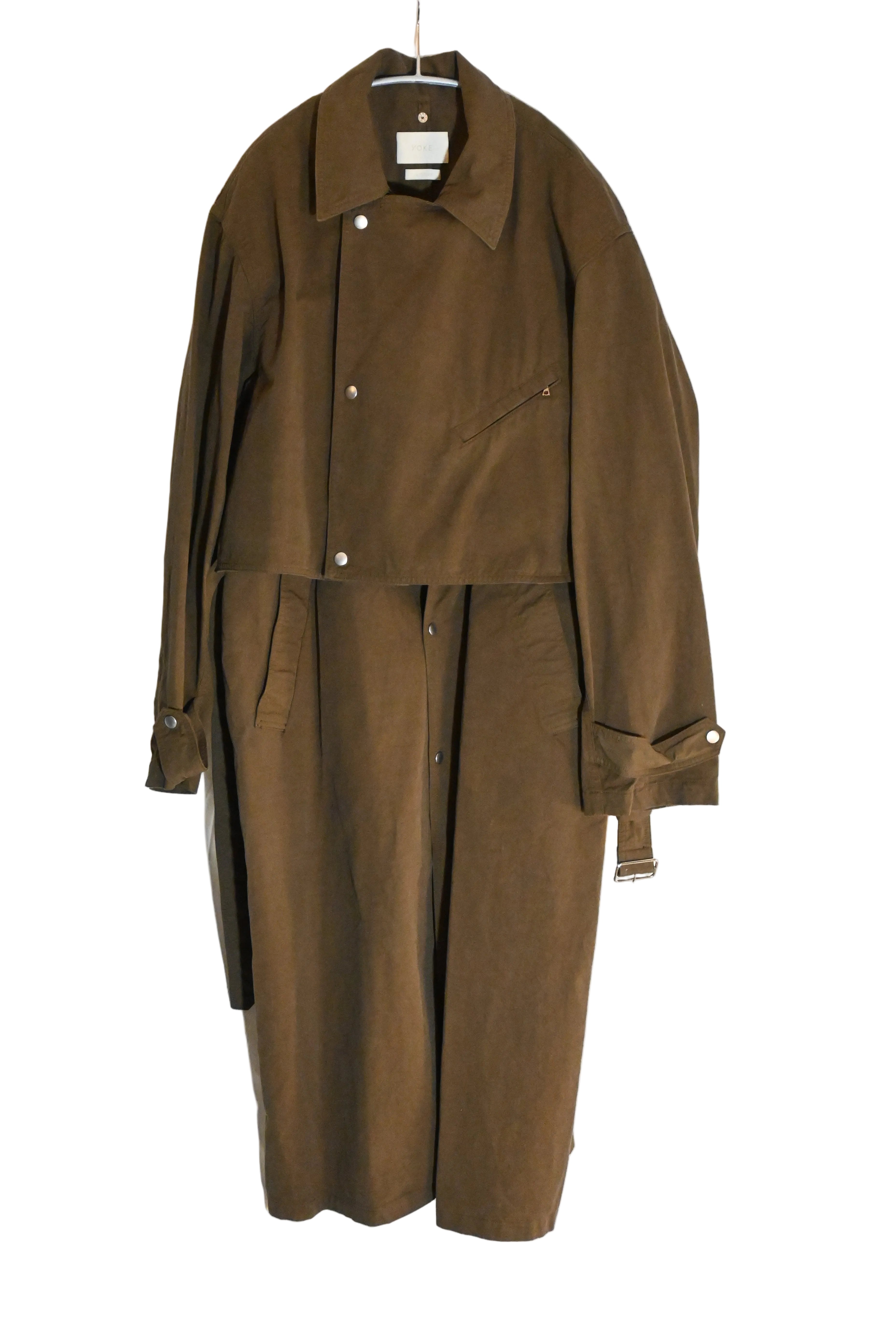 YOKE Military Coat – Brown Cotton Long Coat (Size 3)