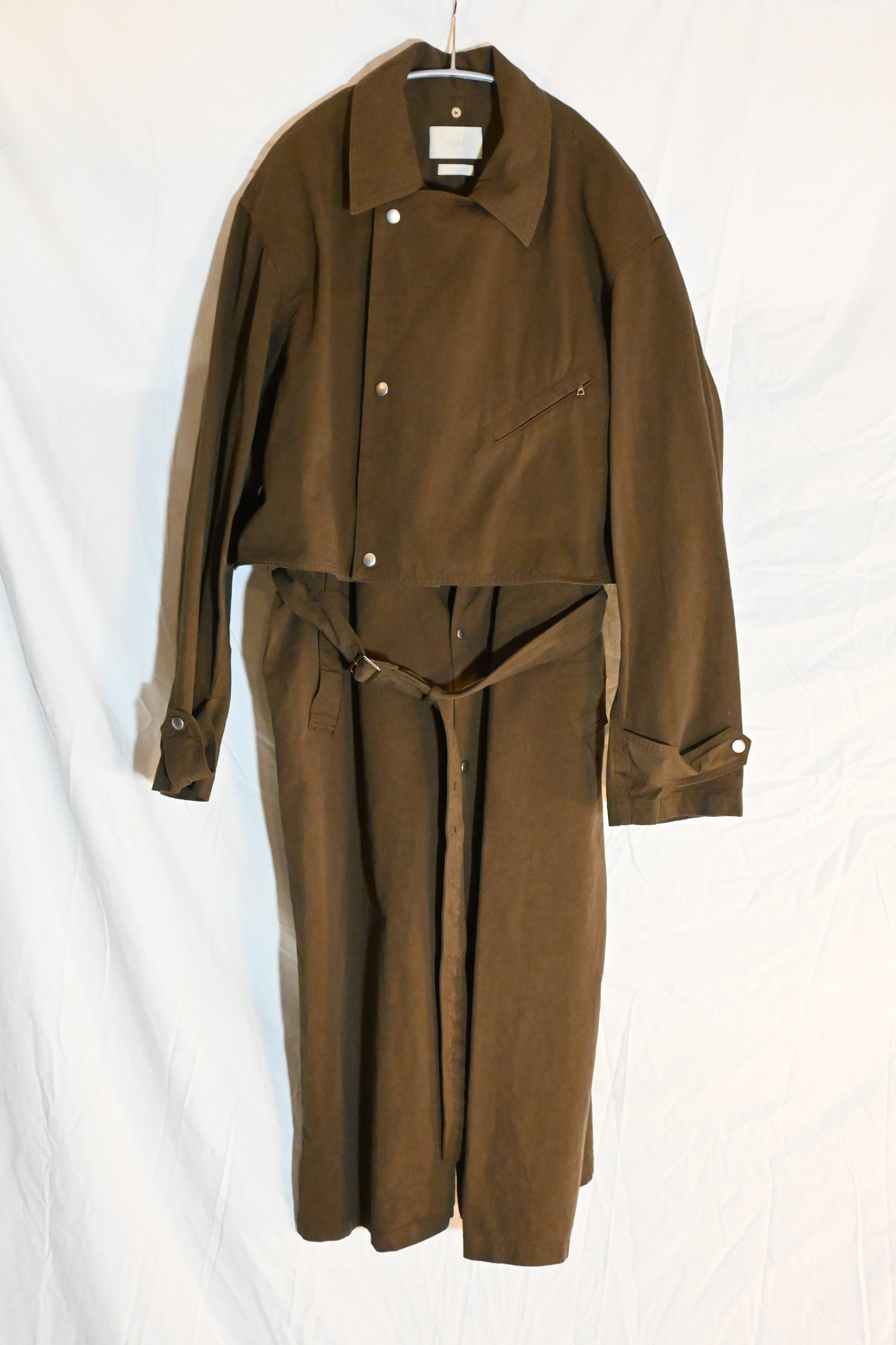 YOKE Military Coat – Brown Cotton Long Coat (Size 3)