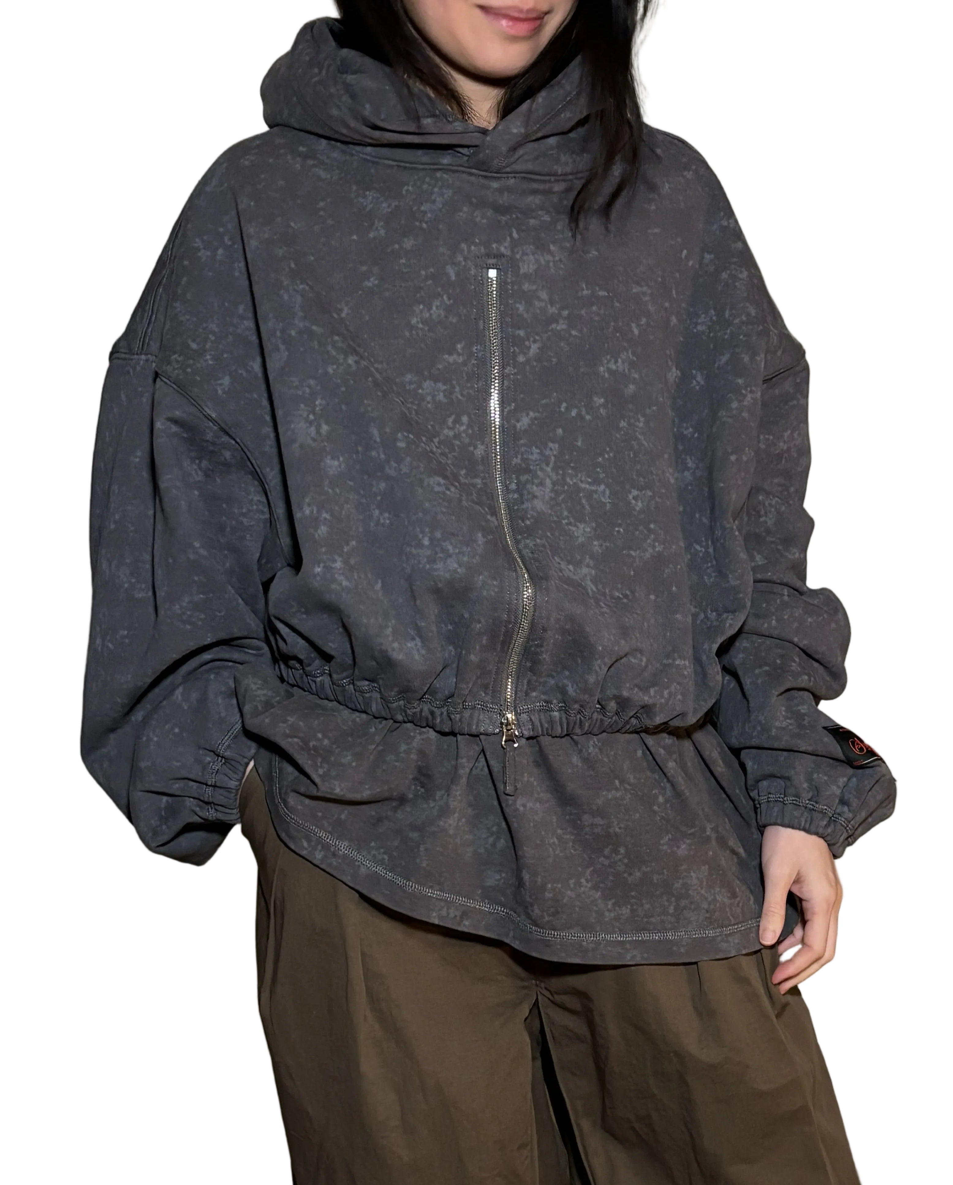 SYUMAN Grey Blue Zip Hoodie – Japanese Designer Streetwear (Size 2)